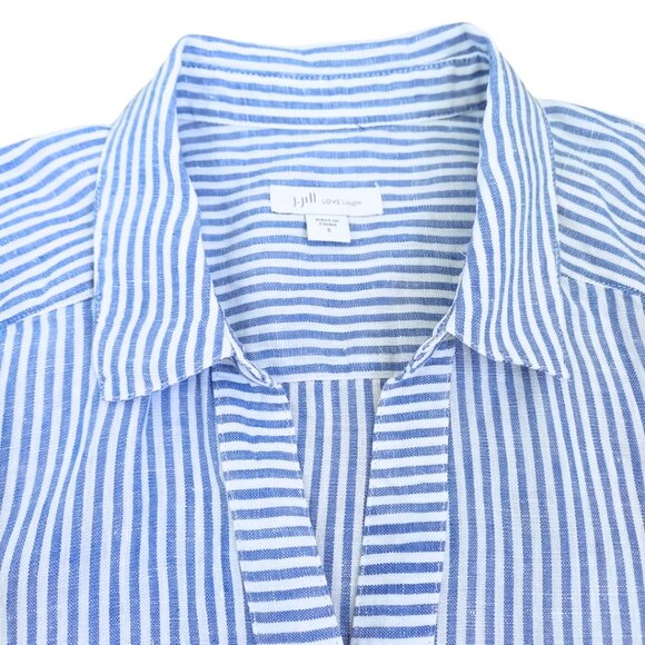 J.Jill Love Linen Blue Striped Sleeveless Button-Front Tunic Top – Size S - Picture 6 of 9